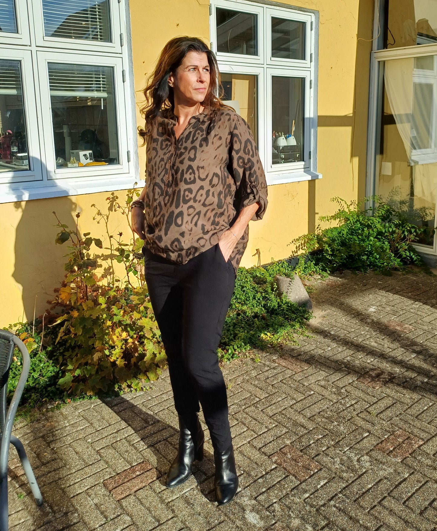 Brun leopard bluse.