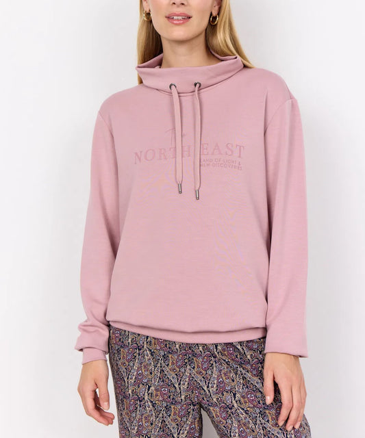 Rosa sweatshirt med krave.